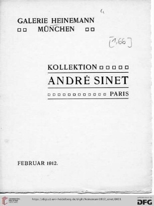 Kollektion André Sinet, Paris : Februar 1912