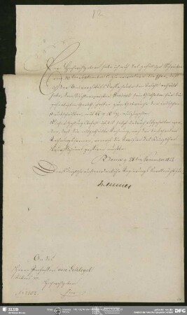 Eigenh. Brief von Philipp Joseph von Rehfues an August Wilhelm von Schlegel, Bonn, 28.11.1822