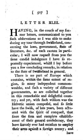 XLIII. General reflections upon the thirteen cantons