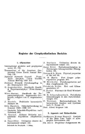 Register der Geophysikalischen Berichte