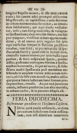 Feria Duodecima. Referuntur quædam ex Thesauro Cæsareo.