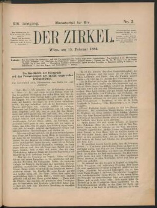 Nr. 2. Wien, am 15. Februar 1884.