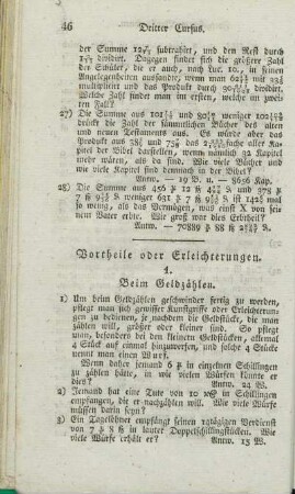 Vortheile oder Erleichterungen.