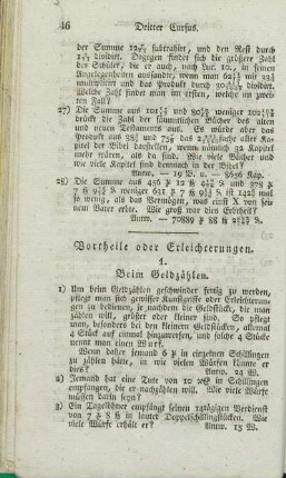 Vortheile oder Erleichterungen.