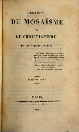 Examen du Mosaïsme et du Christianisme. 3