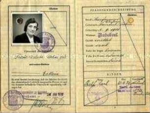 Reisepass des Deutschen Reiches für eine jüdische Frau mit einem Visum für Frankreich vom 28. Mai 1937