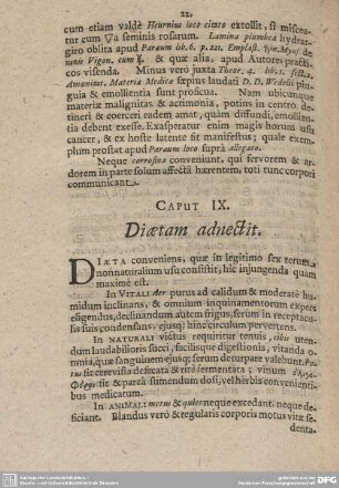 Caput IX. Diaetam adnectit.