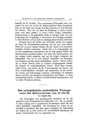 Das unbegründete methodische Vorzugsrecht des Zahlenraumes von 10 bis 20
