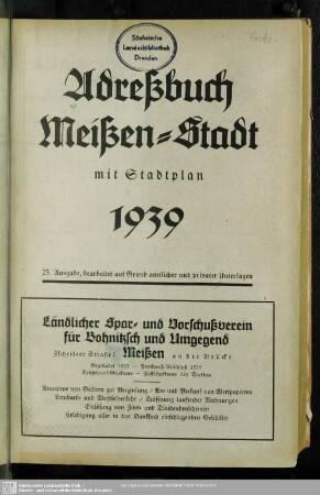 23.1939: Adreßbuch Meißen-Stadt : mit Stadtplan