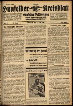Erste Ausgabe vom Mittwoch, den 07. Juli 1937.