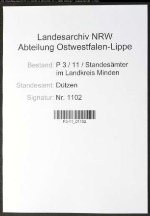 Sterberegister Standesamt Dützen