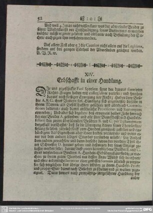 XIV. Erbschafft in einer Handlung
