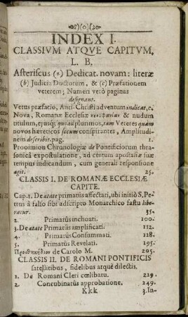 Index I. Classium Atque Capitum