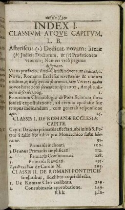 Index I. Classium Atque Capitum