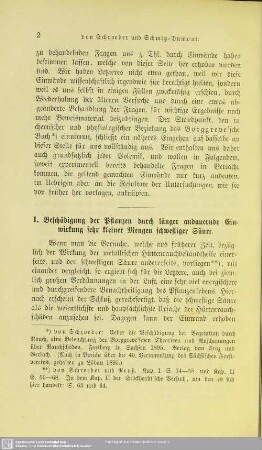 I.1.1 Beschädigung der Pflanzen durch länger andauernde Einwirkung sehr kleiner Mengen schwefliger Säure