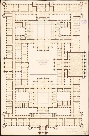 Preußisches Parlament, Berlin Schinkelwettbewerb 1869: Grundriss 2. OG