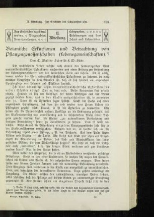 Botanische Exkursionen und Betrachtung von Pflanzengenossenschaften (Lebensgemeinschaften)