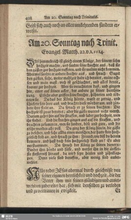 Am 20. Sonntag nach Trinit. Evangel. Matth. 22. v. 2-14