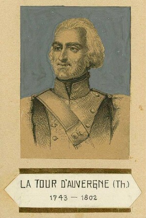Theophile Malo Corret de la Tour d'Auvergne, elsässischer Grenadier in Uniform mit Schärpe, Bild in Halbprofil