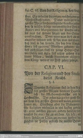 Cap. VI. Von der Religion und den Studiis dieses Reichs