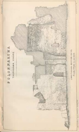 Plate XIII'G' Polonnaruwa. Thupârâma Vihâré. Longitundinal section on AB.