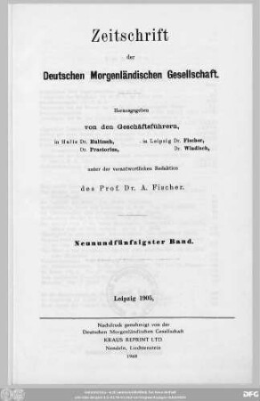 Bd. 59 (1905): Zeitschrift der Deutschen Morgenländischen Gesellschaft : ZDMG
