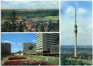 Dresden. Prager Straße, Fernsehturm, Blaues Wunder