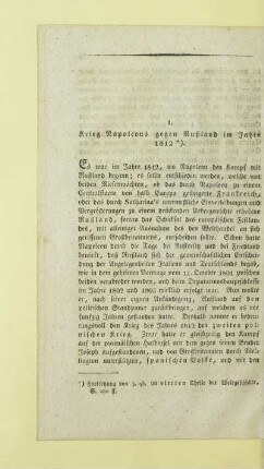 1. Krieg Napoleons gegen Rußland im Jahre 1812