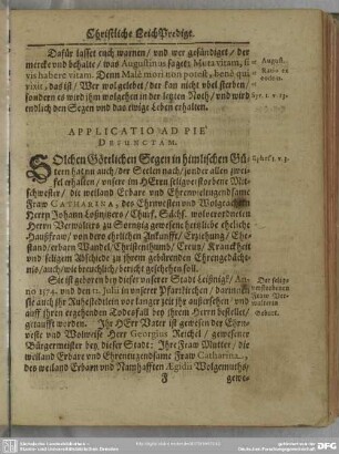 Lebenslauf : Applicatio Ad Pie Defunctam