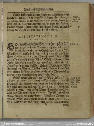 Lebenslauf : Applicatio Ad Pie Defunctam