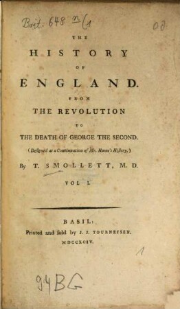 The History Of England : From The Revolution To The Death Of George The Second ; (Designed as a Continuation of Mr. Hume's History.), 1