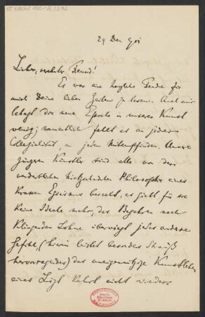Brief an Karl Klindworth : 24.12.1901