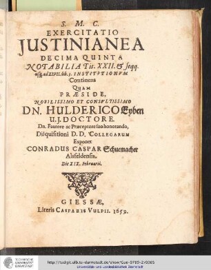 Exercitatio Justinianea Decima Quinta