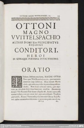 Ottoni Magno Wittelspachio Alteri Domus & Principatus Bojarici Conditori, Heroi In Utraque Fortuna Invictissimo