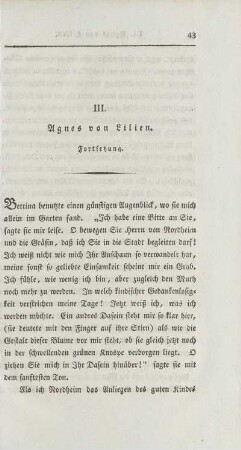 III. Agnes von Lilien. Fortsetzung