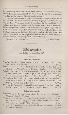 Bibliographie vom 1. bis 31. December 1871.