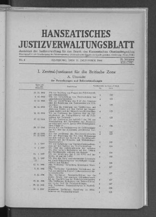I. Zentral=Justizamt für die Britische Zone