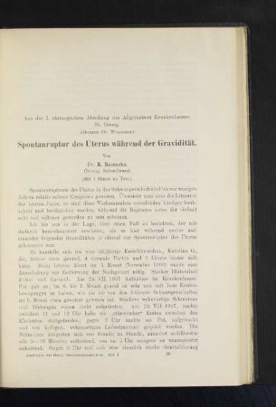 Spontanruptur des uterus während der Gravidität.