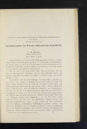 Spontanruptur des uterus während der Gravidität.