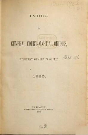 General court-martial orders no. .... 1885