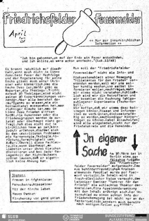 [19]87,Apr.: Friedrichsfelder Feuermelder