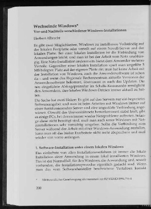 Wechselnde Windows : Vor- und Nachteile verschiedener Windows-Installationen