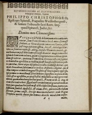 Reverendissimo Ac Illustrissimo Principi ac Domino, Domino Philippo Christophoro, Episcopo Spirensi, Præposito Weissenburgensi [...]