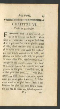 Chapitre VI. Trait de générosité