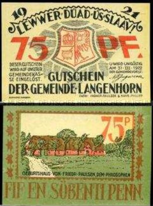 Langenhorn, Notgeldserie, 75 Pfennig