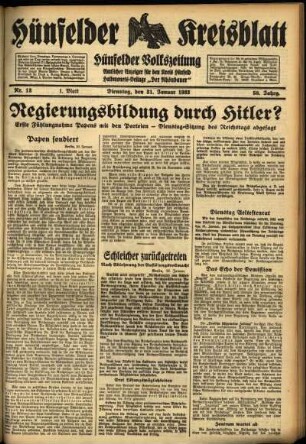 Erste Ausgabe vom Dienstag, den 31. Januar 1933.
