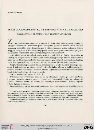 15: Skrzydła kwadryptyku z legendą św. Jana Chrzciciela : zagadnienia i przebieg prac konserwatorskich