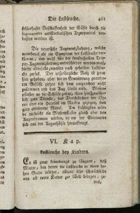 VI. Kap. Lustseuche bey Kindern.