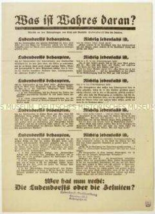 Werbung für das Buch "Das Geheimnis der Jesuitenmacht und ihr Ende" von Erich und Mathilde Ludendorff