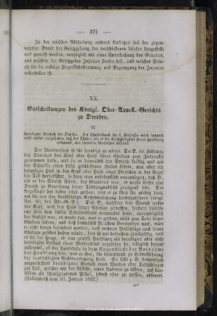 XX. Entscheidungen des Königl. Ober-Appell.-Gerichts zu Dresden